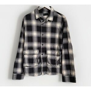 RTA Navy/White Buffalo Plaid Shirt/Jacket Mens Size Medium $375 Luxury Streewear
